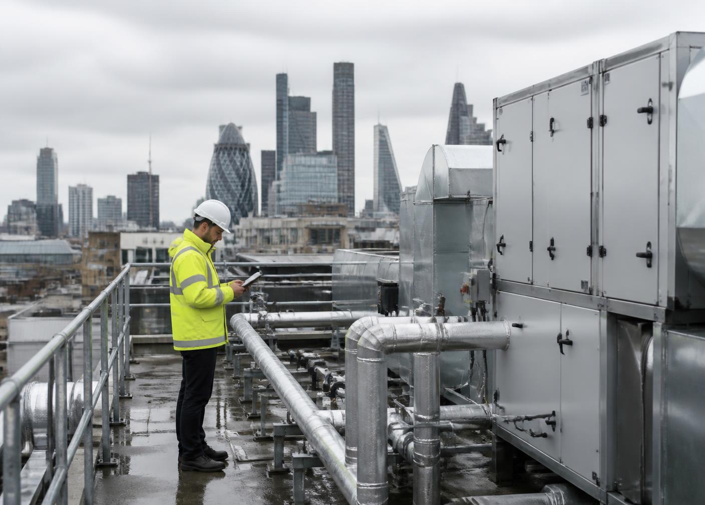 Rooftop plant room with air handling units